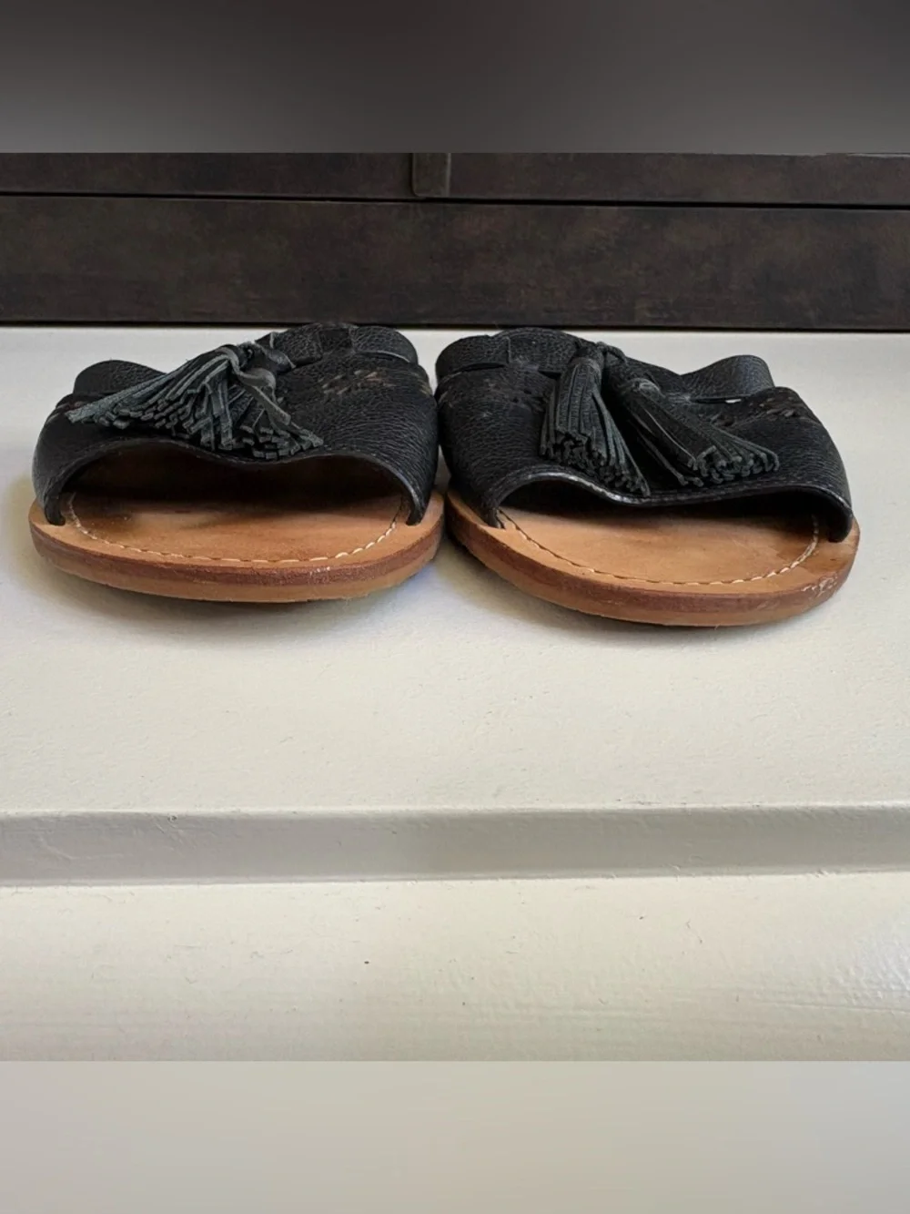Kate Spade Claire Leather Boho Tassle Sandals 7.5 Festival